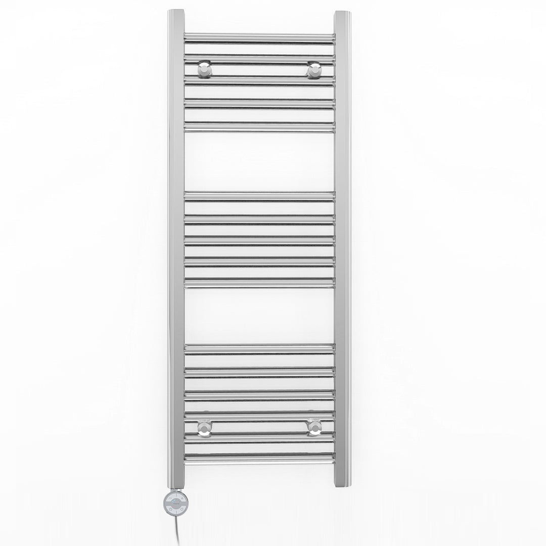 Small 400mm x 900mm Straight Chrome Electric Pre-Filled Heated Towel Rail Radiator