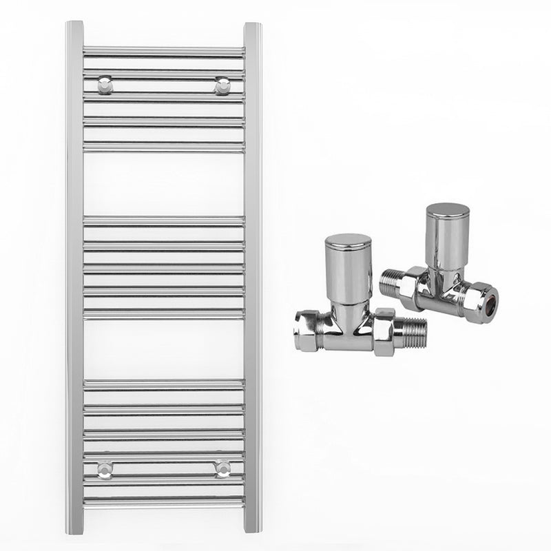 Small 400mm x 900mm Straight Chrome Heated Towel Rail Radiator