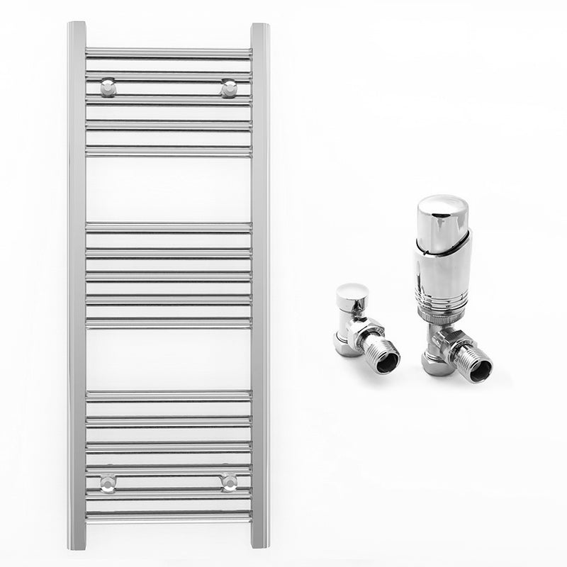 Small 350mm x 900mm Straight Chrome Heated Towel Rail Radiator