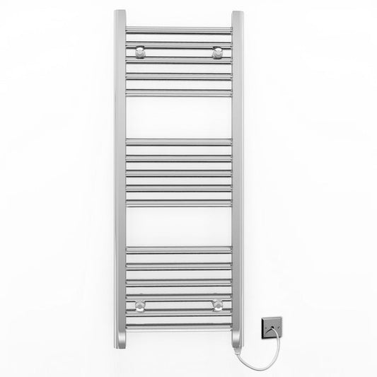 Small 400mm x 900mm Straight Chrome Electric Pre-Filled Heated Towel Rail Radiator