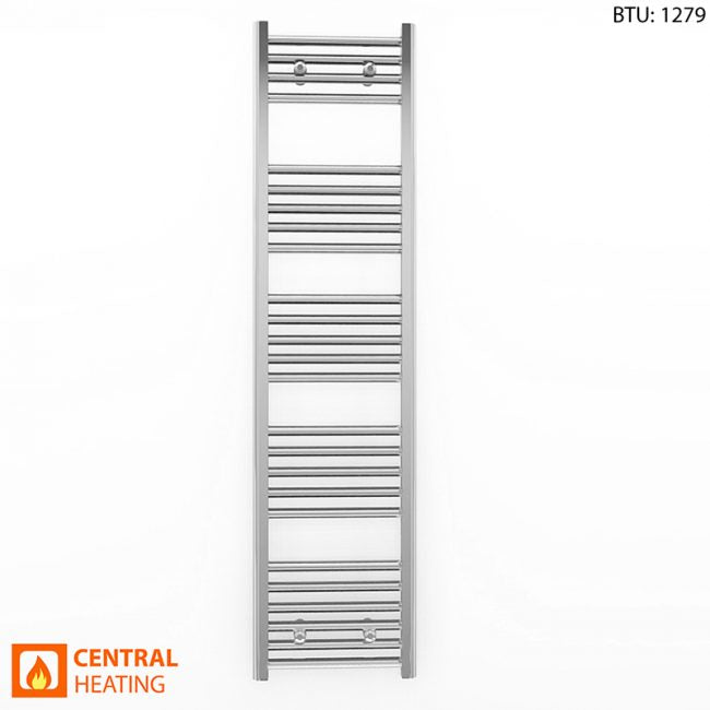 350mm Wide 1400mm High Flat Chrome Heated Towel Rail Radiator