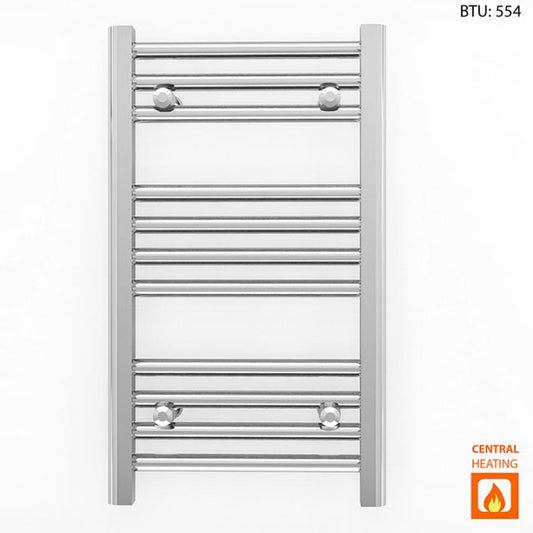 Small 350mm x 600mm Straight Chrome Heated Towel Rail Radiator