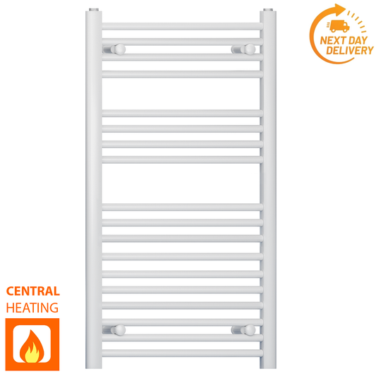 500 x 1000mm White Heated Towel Rail Radiator | Central Heating 19mm Tube