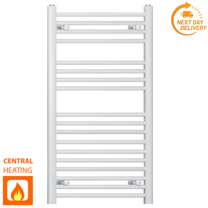  500 x 1000mm White Heated Towel Rail Radiator | Central Heating 19mm Tube 