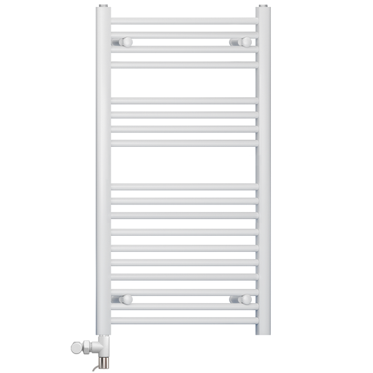 500 x 1000mm White Heated Towel Rail Radiator | Dual Fuel 19mm Tube