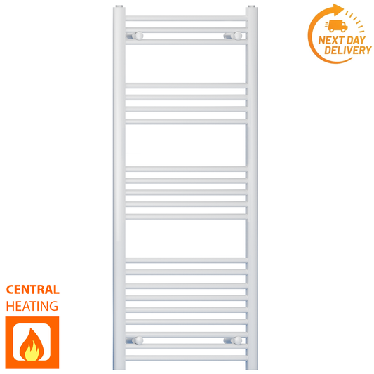 400 x 1200mm White Heated Towel Rail Radiator | Central Heating 19mm Tube