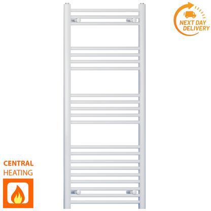  500 x 1200mm White Heated Towel Rail Radiator | Central Heating 19mm Tube 