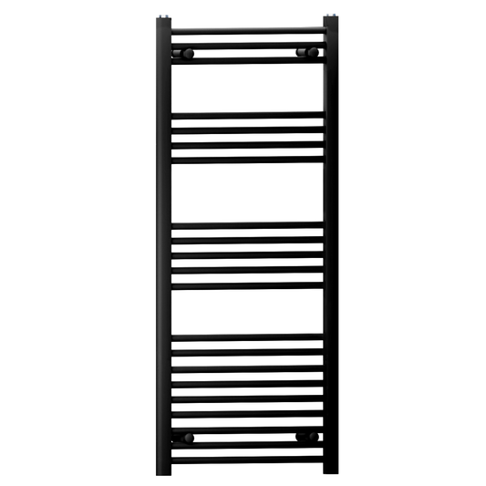 500 x 1200mm Black Heated Towel Rail Radiator | Central Heating 19mm Tube