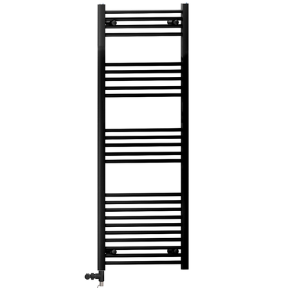  400 x 1400mm Black Heated Towel Rail Radiator | Dual Fuel 19mm Tube 