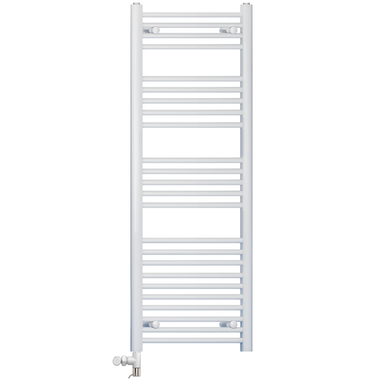 400 x 1400mm White Heated Towel Rail Radiator | Dual Fuel 19mm Tube