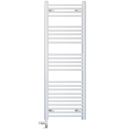  500 x 1400mm White Heated Towel Rail Radiator | Dual Fuel 19mm Tube 