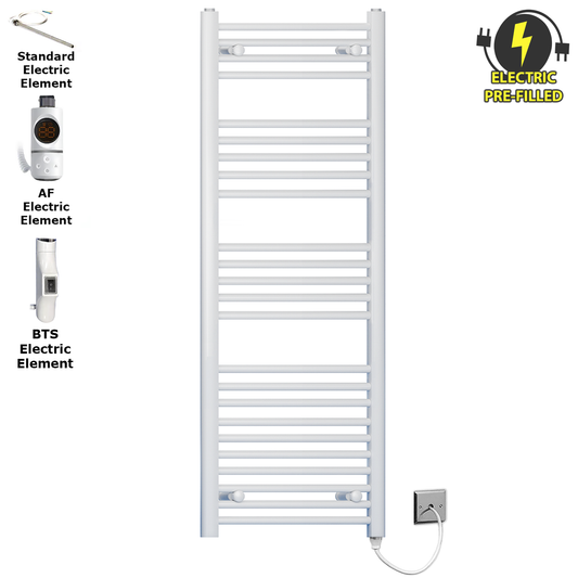 400 x 1400mm White Heated Towel Rail Radiator | Electric 19mm Tube