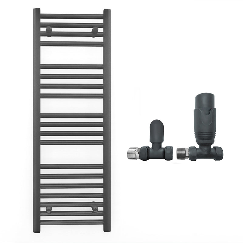 300mm Wide - Heated Towel Rail Radiator - Anthracite Grey - Straight