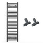 300mm Wide - Heated Towel Rail Radiator - Anthracite Grey - Straight