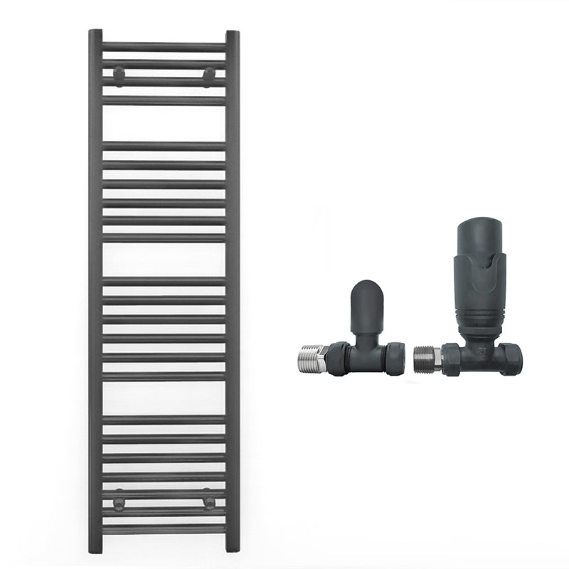 400mm Wide - Heated Towel Rail Radiator - Anthracite Grey - Straight