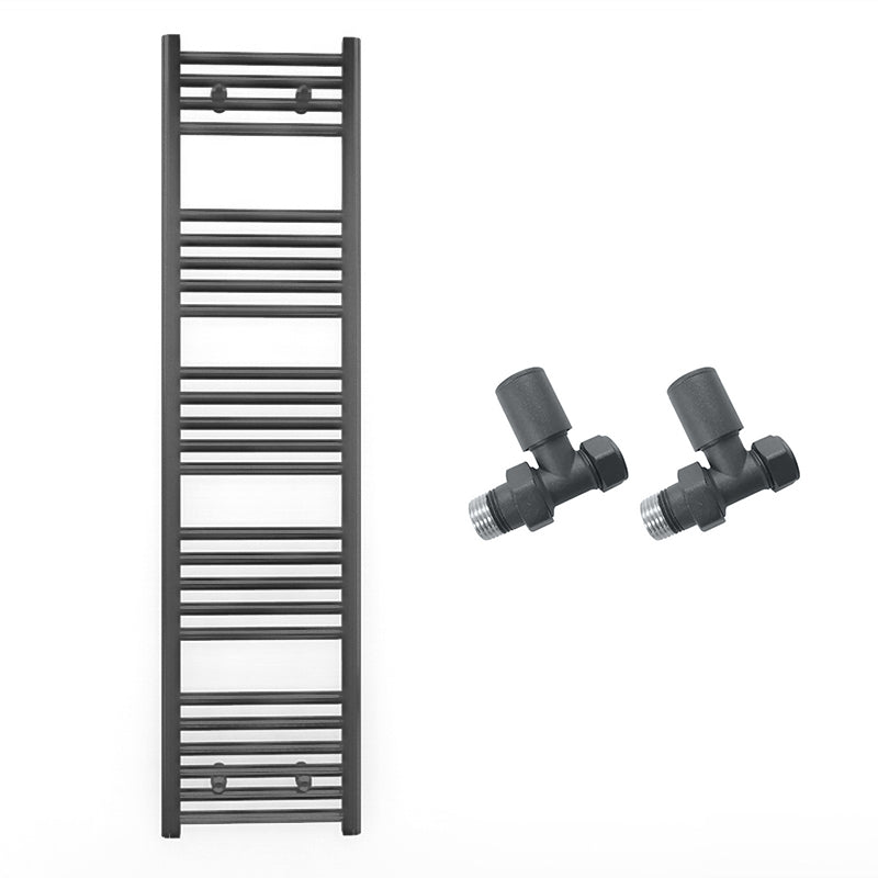 400mm Wide - Heated Towel Rail Radiator - Anthracite Grey - Straight