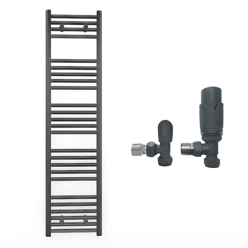 400mm Wide - Heated Towel Rail Radiator - Anthracite Grey - Straight