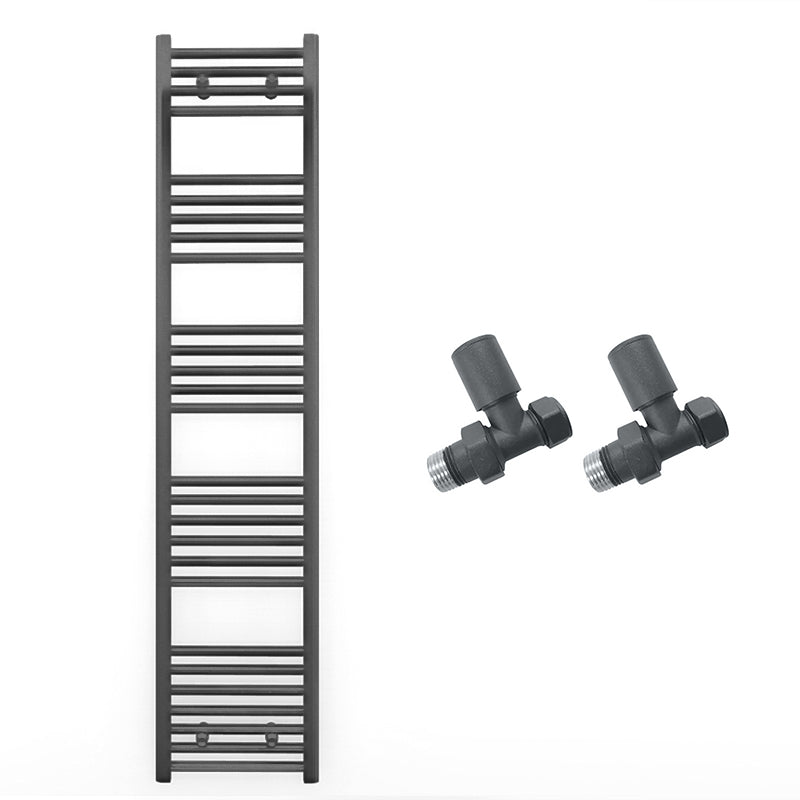 400mm x 1600mm Anthracite Grey Heated Towel Rail Radiator