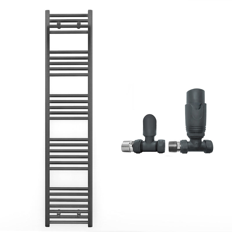 400mm x 1600mm Anthracite Grey Heated Towel Rail Radiator