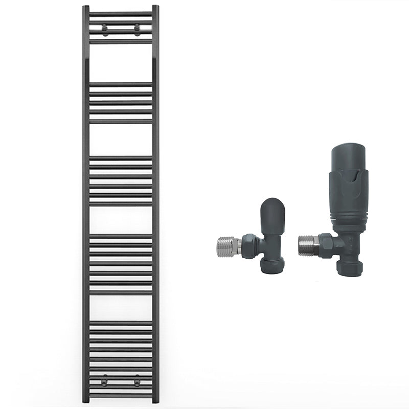 300mm x 1800mm Anthracite Grey Heated Towel Rail Radiator
