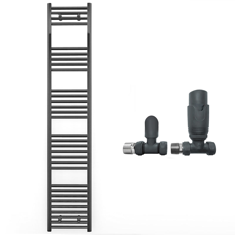 400mm Wide - Heated Towel Rail Radiator - Anthracite Grey - Straight