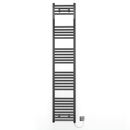  400mm x 1800mm Anthracite Grey Electric Pre-Filled Heated Towel Rail Radiator 