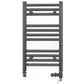 Small Dual Fuel 450mm x 600mm Straight Anthracite Grey Heated Towel Rail - (incl. Valves + Electric Heating Kit)