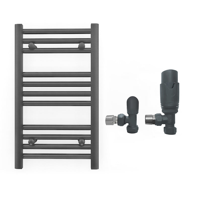 Small 300mm x 600mm Anthracite Grey Heated Towel Rail Radiator
