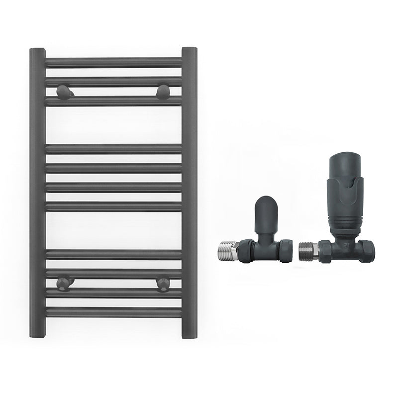 Small 300mm x 600mm Anthracite Grey Heated Towel Rail Radiator