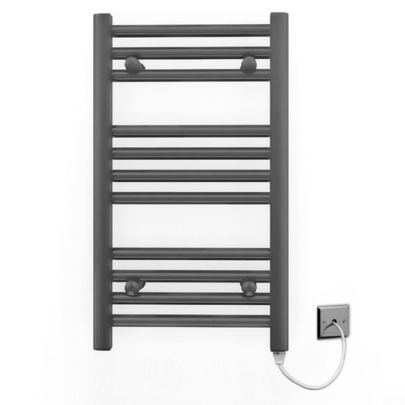 Small 450mm x 600mm  Anthracite Grey Electric Pre-Filled Heated Towel Rail Radiator