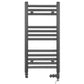 Small Dual Fuel 400mm x 700mm Straight Anthracite Grey Heated Towel Rail - (incl. Valves + Electric Heating Kit)