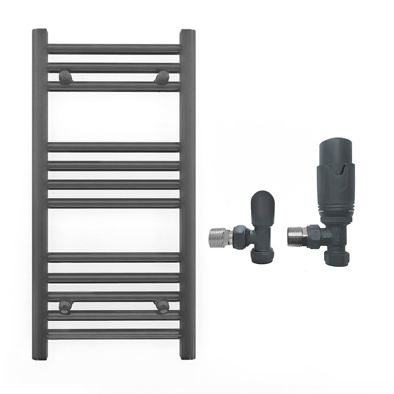 Small 400mm x 700mm Anthracite Grey Heated Towel Rail Radiator