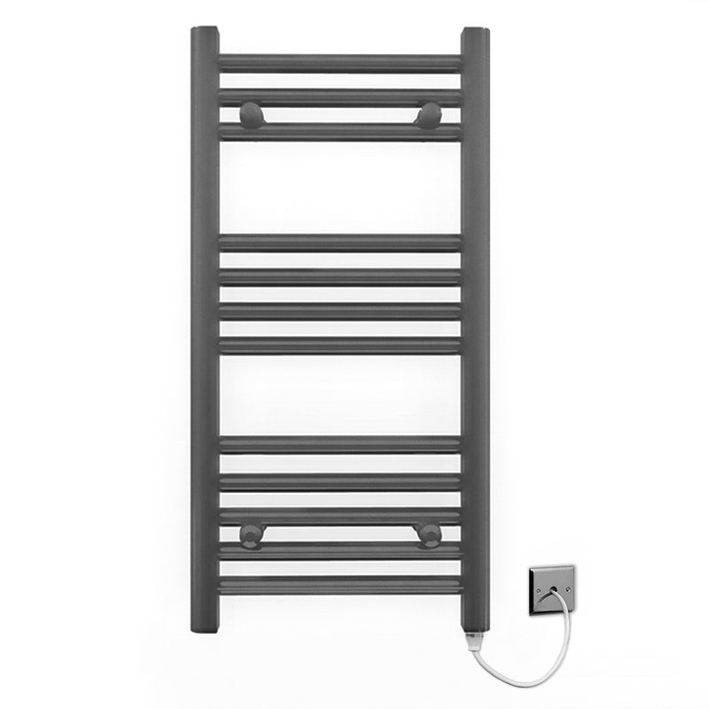 Small 400mm x 700mm  Anthracite Grey Electric Pre-Filled Heated Towel Rail Radiator