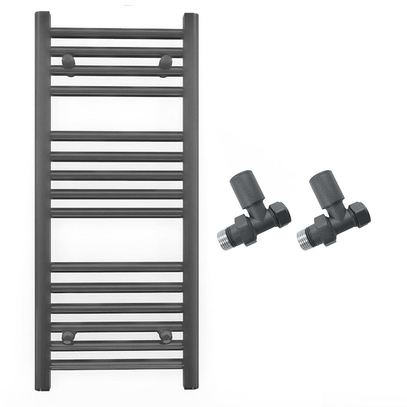 300mm Wide - Heated Towel Rail Radiator - Anthracite Grey - Straight