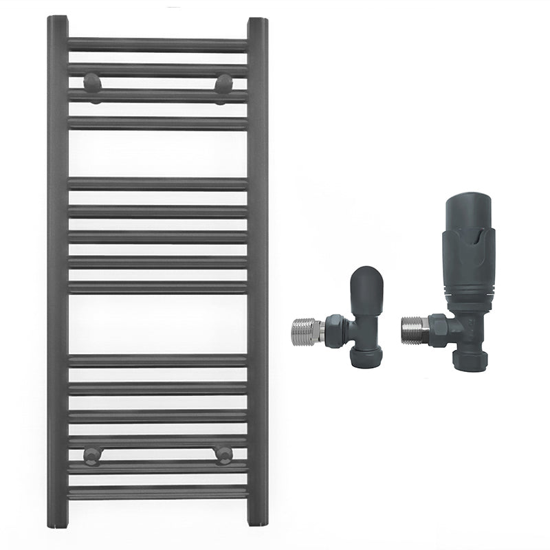 Small 300mm x 800mm Anthracite Grey Heated Towel Rail Radiator