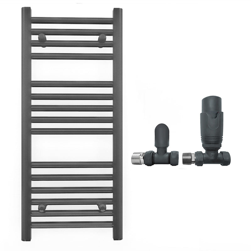 300mm Wide - Heated Towel Rail Radiator - Anthracite Grey - Straight