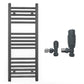 300mm Wide - Heated Towel Rail Radiator - Anthracite Grey - Straight