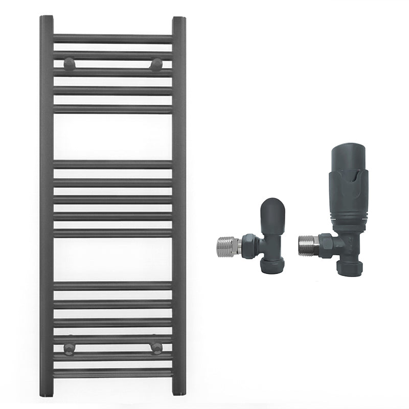 300mm Wide - Heated Towel Rail Radiator - Anthracite Grey - Straight