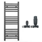 300mm Wide - Heated Towel Rail Radiator - Anthracite Grey - Straight