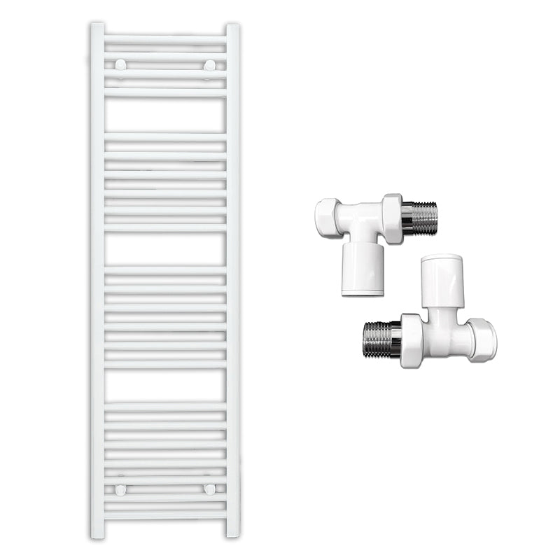 300mm Wide - Heated Towel Rail Radiator - White - Straight