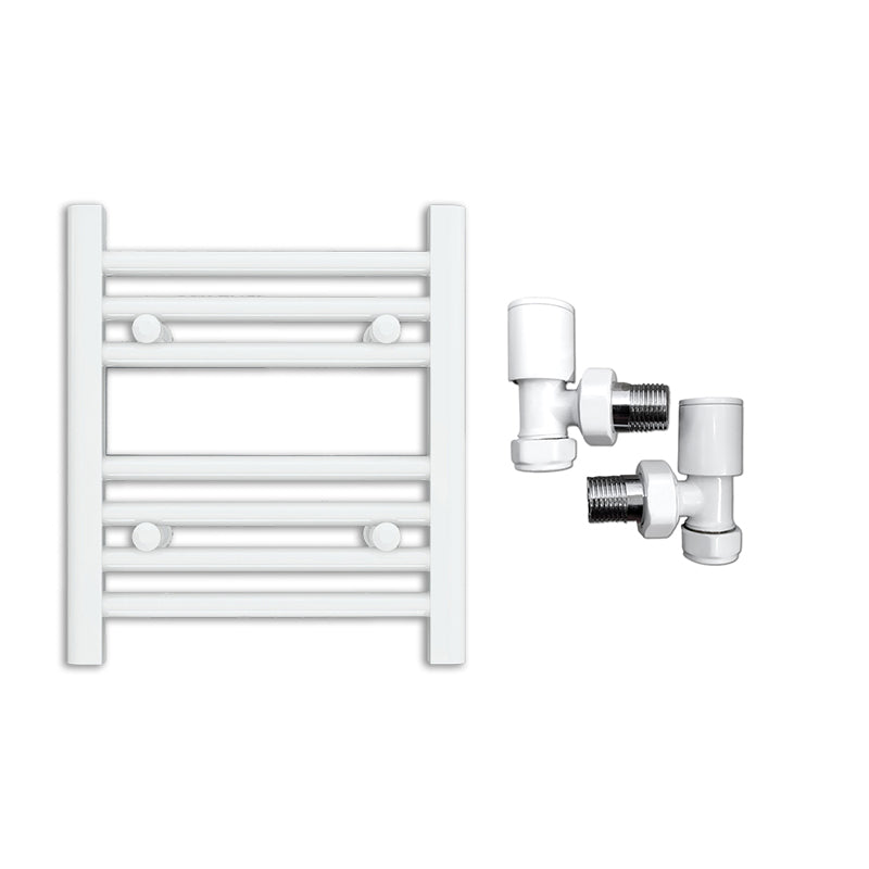 Small 300mm x 400mm Straight White Heated Towel Rail Radiator