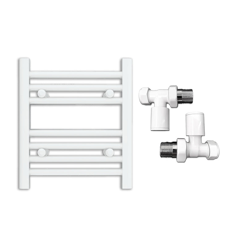 Small 300mm x 400mm Straight White Heated Towel Rail Radiator