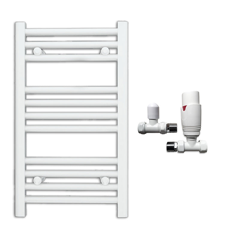 Small 300mm x 600mm Straight White Heated Towel Rail Radiator