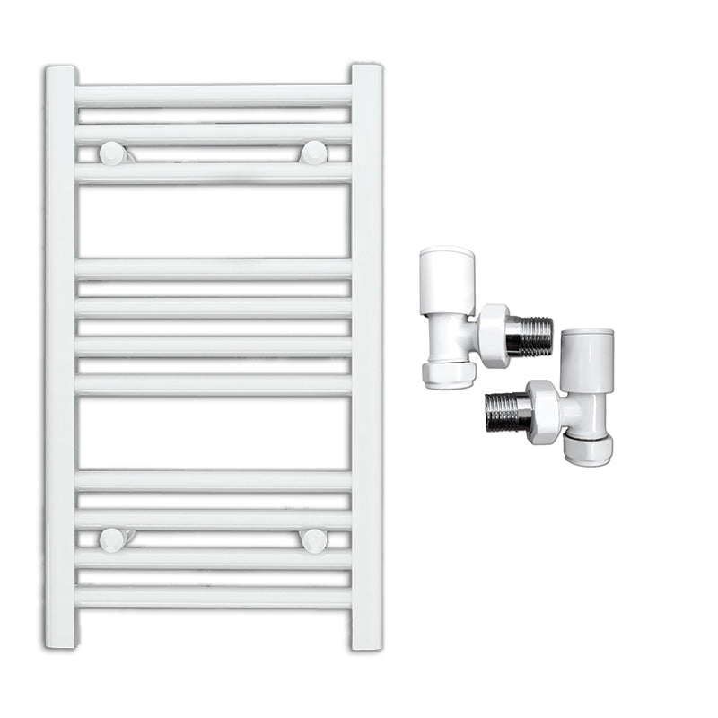 Small 300mm x 600mm Straight White Heated Towel Rail Radiator