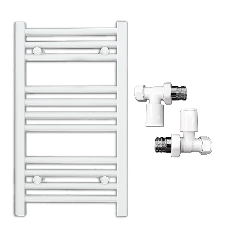 Small 300mm x 600mm Straight White Heated Towel Rail Radiator