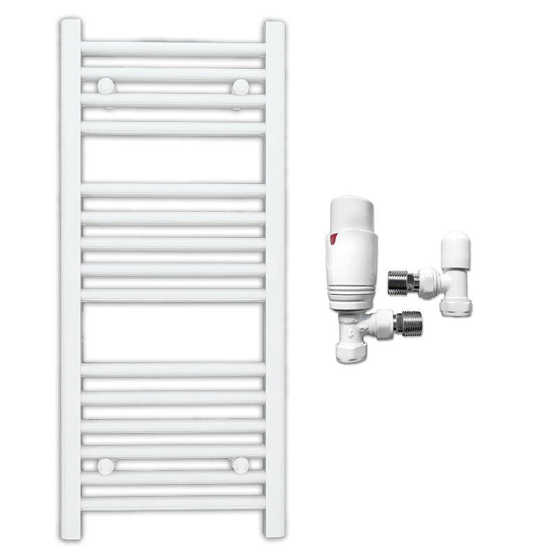 Small 400mm x 800mm Straight White Heated Towel Rail Radiator