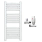 Small 400mm x 800mm Straight White Heated Towel Rail Radiator 