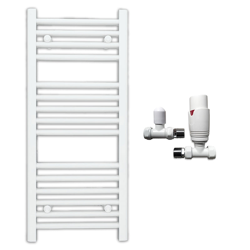 Small 500mm x 800mm Straight White Heated Towel Rail Radiator