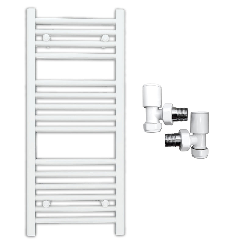 Small 400mm x 800mm Straight White Heated Towel Rail Radiator