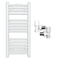 Small 400mm x 800mm Straight White Heated Towel Rail Radiator 